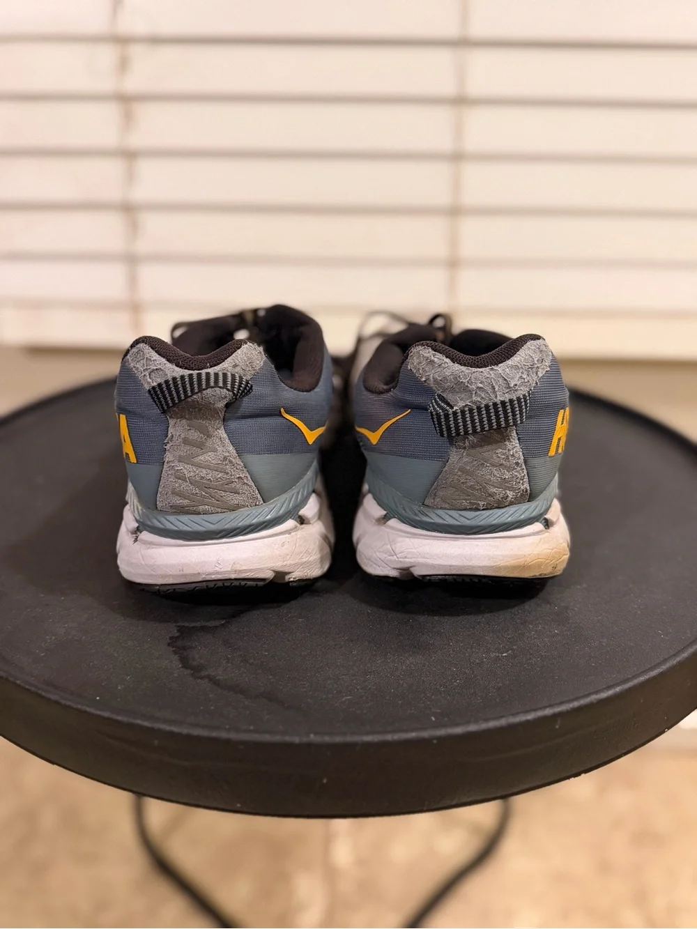 Hoka Men's Gray and Yellow Athletic Running Shoes - Picture 4 of 5